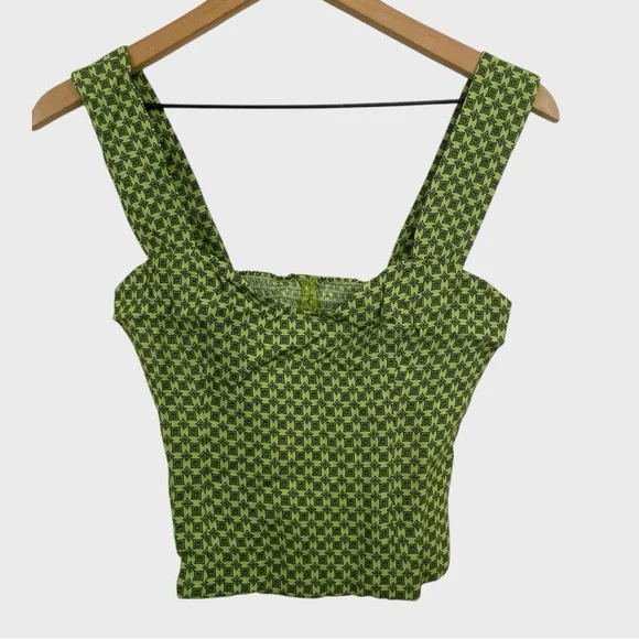 Reformation NEW Green Printed Hester Cropped Tank NWT Size 2 - Picture 9 of 9